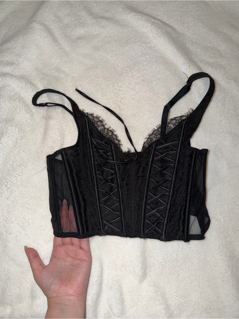 Black Lace Corset Crop Top - Victorias Secret
